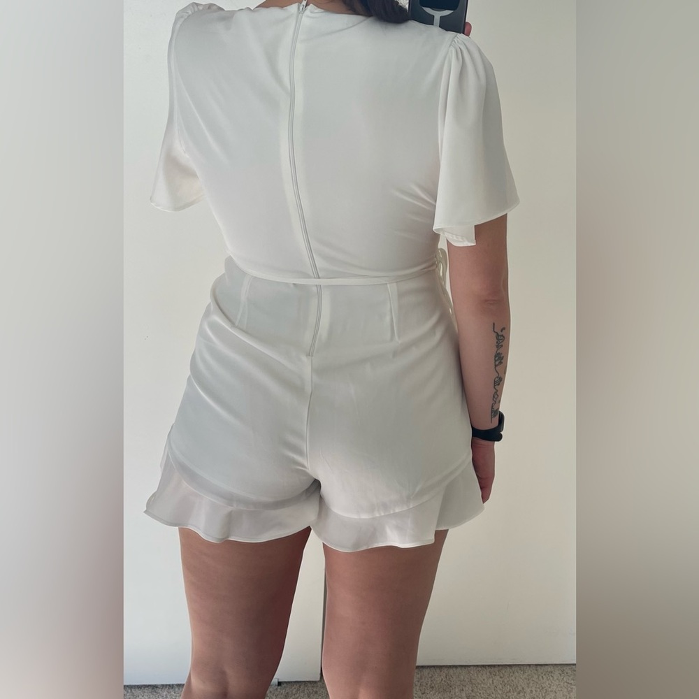White Ruffle Romper - Picture 2 of 2